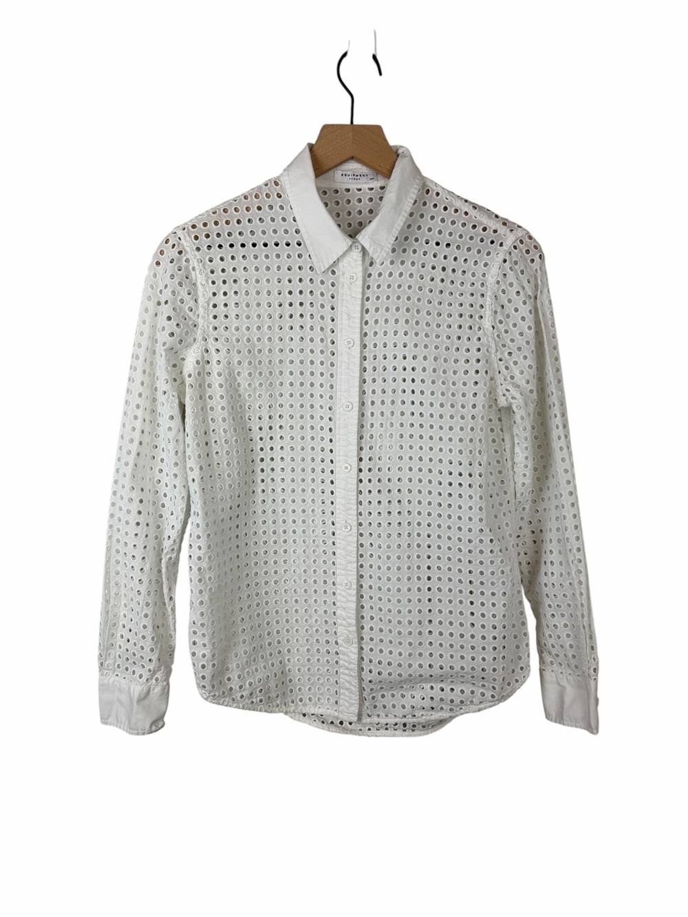 Equipment White Eyelet Cotton Blouse